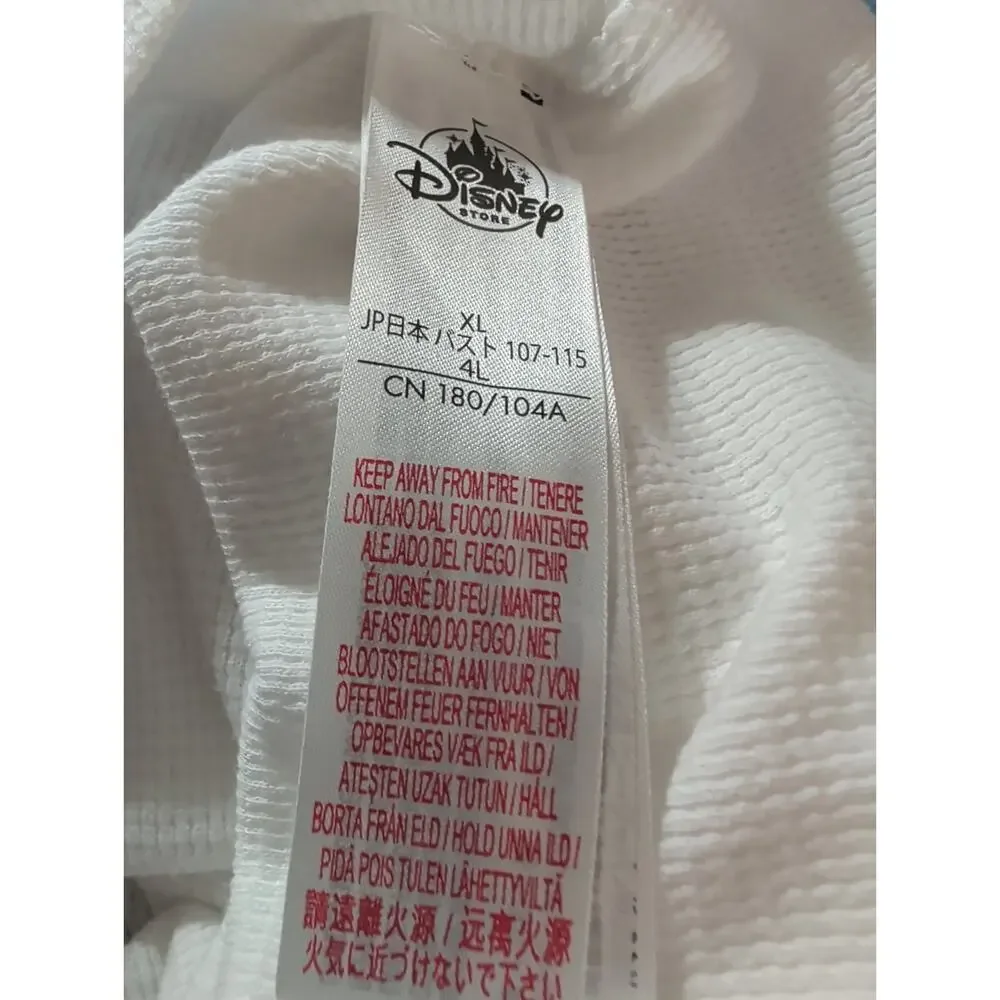 Women's Disney Japan Mickey & Minnie LOVE Shirt XL White Long Sleeve thermal NEW - Picture 9 of 11